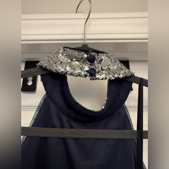 Jewel Badgley Mischka Blue Silver Ombre Sequin Halter Neck Minidress Sz 8 $198 - Picture 6 of 8